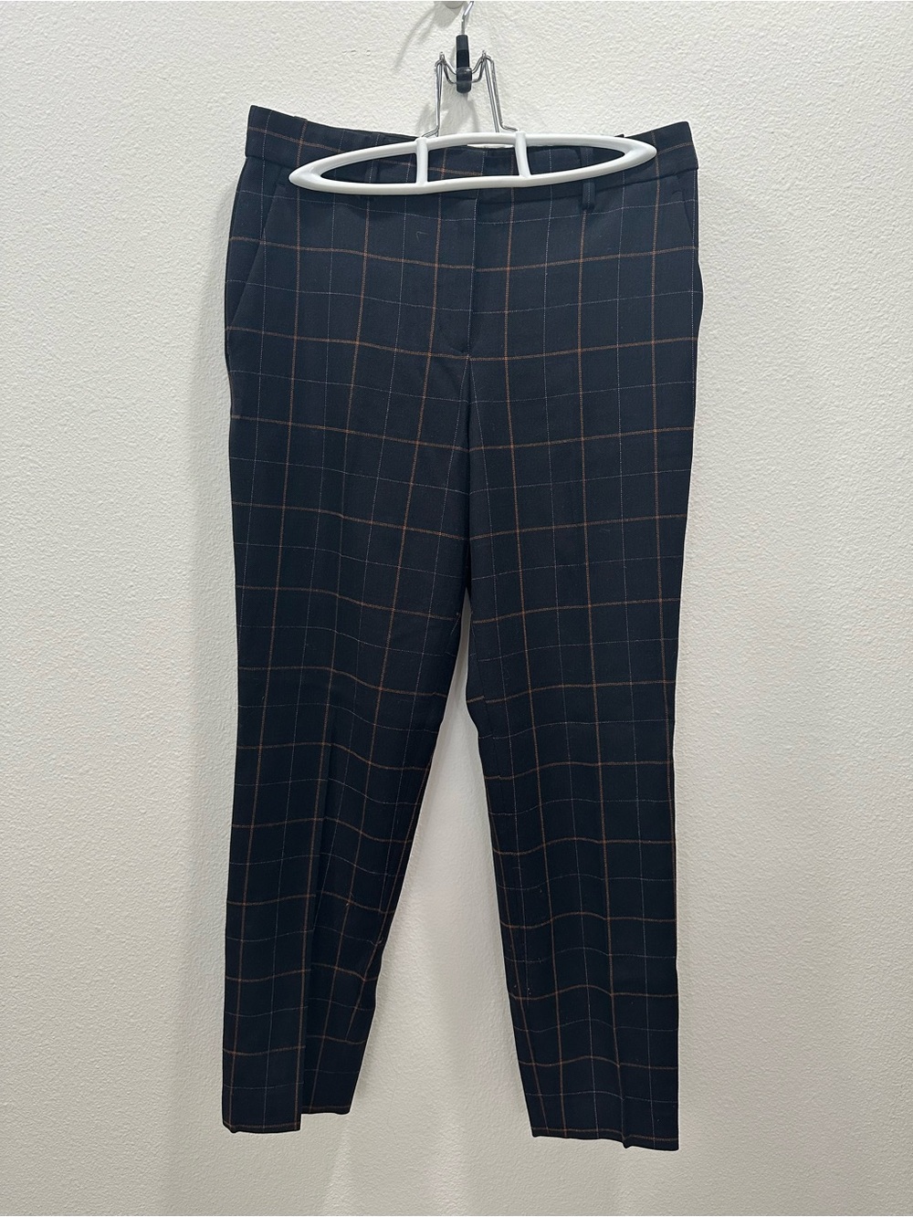 Theory Black Dress Pant Brown Windowpane Check Polished EUC office business crop